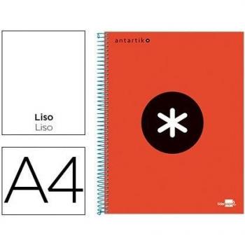 Cuaderno espiral liderpapel A4 micro antartik tapa forrada 120h 100gr liso con bandas 4 taladros color rojo.
