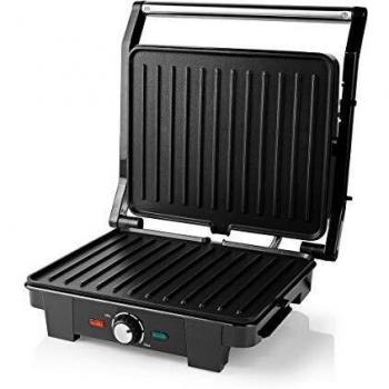 NEDIS - Parrilla Compacta - 2200 W - Recubrimiento Antiadherente - Asa Fría al Tacto - Aluminio