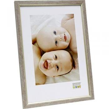 Marco de fotos rectangular de plástico beige 10x15 cm con expositor de pie retroiluminado