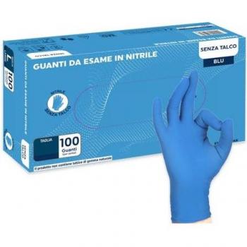 Guantes de Nitrilo Azul Sin Talco Talla S - 100 unidades