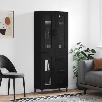 Aparador alto de madera contrachapada negro 69,5x34x180 cm