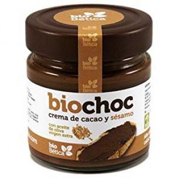 bioChoc Crema de cacao con Aceite de Oliva Virgen Extra Ecológico y Sésamo. Crema de cacao para untar