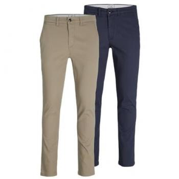 Jack & Jones Slim Fit Marco Dave Chino Pants (2 Pack) - Beige & Navy Blazer