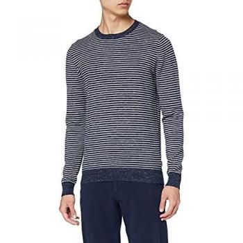 Izod 12GG Striped Crew Neck Sweater Suter Pulver, Azul