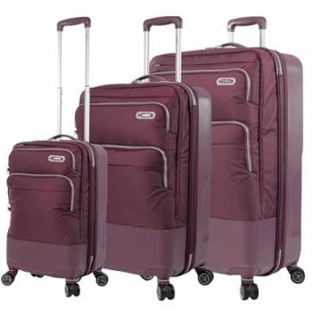 TOTTO - Juego de maletas semi-rígidas Skyteam 2.0 - Color morado - Tres medidas de maletas - Sistema expandible - Ruedas 360 - Forro de poliéster