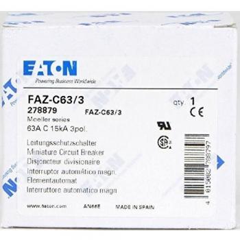 Eaton FAZ-C63/3 Miniature Circuit Breaker 63 A 3-Pole 400 V AC