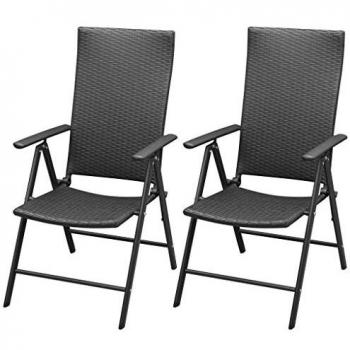 vidaXL Stackable Garden Chairs 2 pcs Poly Rattan Black