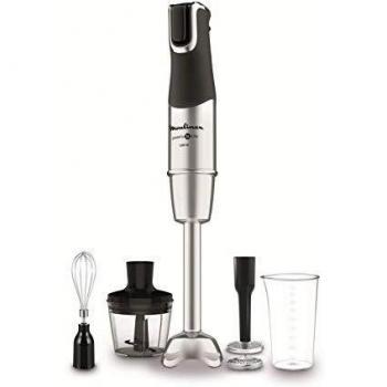 Moulinex Powelix Life DD95HD Batidora de brazo 1200 W, cuchillas duradera, accesorio pasapuré 2 texturas, selector de velocidades ergonómico, Piezas aptas para lavavajillas Accesorio pasapuré Metálico