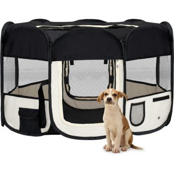 vidaXL Foldable Dog Playpen with Carrying Bag Black 125x125x61 cm
