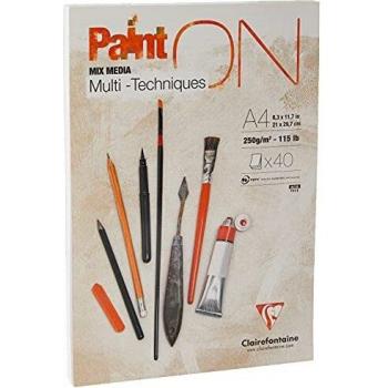 CLAIREFONTAINE-Lote de 2 bloques de Paint'On técnicas, A4, 250 g, 40 hojas