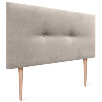 Cabecero de Polipiel o Tela Aqualine Liso con Botones y Patas, Acolchado Moderno para Cama 80/90 cm - Beige (90x105 cm)