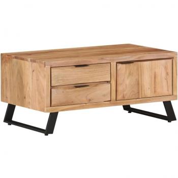 vidaXL Solid Acacia Wood Coffee Table 90x50x40 cm with Live Edges