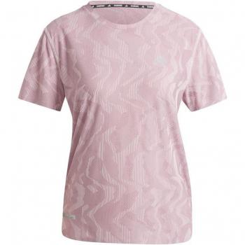 Camiseta de running adidas ultimate engineered mujer rosa con tecnología Heat.rdy, diseño de manga corta, tejido ligero y transpirable, ideal para actividades deportivas
