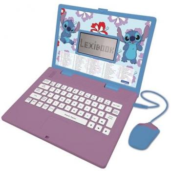 Ordenador Educativo Bilingüe Disney Stitch con 124 actividades, gran pantalla de 5,1 x 9,7 cm, incluye temas de lenguaje, escritura, matemáticas, lógica, música y juegos para niños y niñas