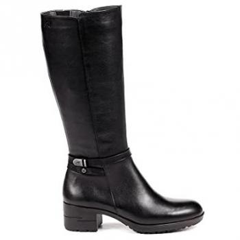 Bota de Caña Alta Negra de Piel para Mujer Fluchos Aliss F1374