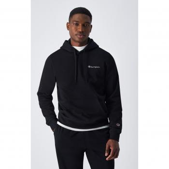 Sudadera Champion Hooded Sweatshirt Hombre Negro con Logo Bordado Pequeño