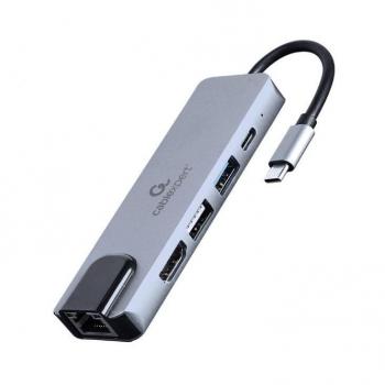Gembird A-CM-COMBO5-04 Adaptador USB-C 5 en 1 con Hub, HDMI, PD (Power Delivery), LAN (Ethernet)