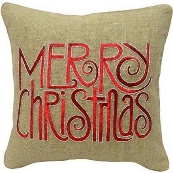 S4Sassy Lentejuelas Hechas A Mano Feliz Navidad Funda De Almohada Caja del Regalo del Cojín De Yute De 18 X 18