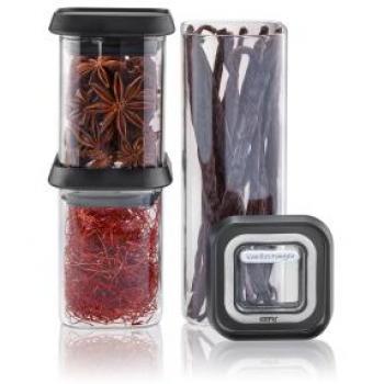 Set de 3 frascos de almacenamiento PANTRY mini GEFU, ideal para especias, hierbas y té, vidrio borosilicato