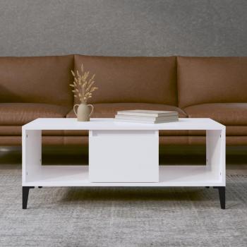 Mesa de centro madera contrachapada 90x50x36,5 cm blanco brillante vidaXL