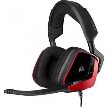 Corsair Void Elite Surround Auriculares para Juegos, 7.1 Sonido Envolvente, Micrófono omnidireccional, Compatible con PC, PS4, Xbox One, Switch y Móviles, Color Rojo