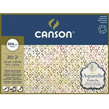 Bloc de Acuarela Canson 23x31cm 300gr Grano Fino 20 Hojas Encoladas
