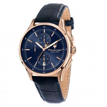 Reloj de Hombre Maserati Sorpasso R8871624009, Cronógrafo Analógico, 42mm, Correa de Cuero Azul/Rosado