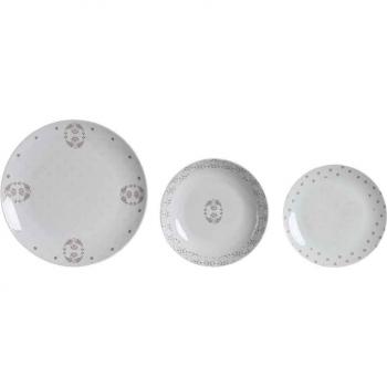 Set de Vajilla Porcelana Rosa Blanco 18 Piezas