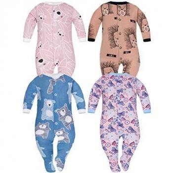 Sibinulo Nino Nina Pijama Bebé Pelele de ABS Pack de 4 Osos de Koala Rosa Osos Azul Marino Erizos Prado Rosa 92