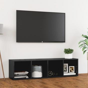 Mueble para TV Alto Brillo Gris 142,5x35x36,5 cm Madera de Ingeniería