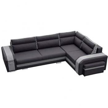 Sofá rinconero Kingsport 100 con función de descanso y caja de ropa de cama, 300x200x90cm