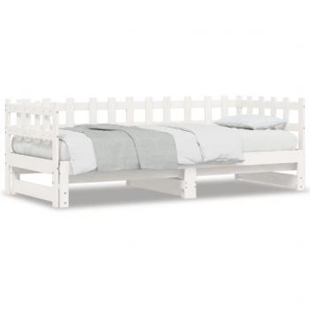 Sofá cama extraíble blanco 2x(90x200) cm madera maciza de pino