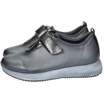DOCTOR CUTILLAS Deportivas para Mujer Modelo 87228 Antracita Talla 38, zapato casual con suela de goma, plantilla extraíble, cierre adhesivo, brillo y cuña