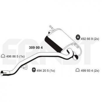Silenciador trasero ERNST 309004 para Ford Kuga 1, compatible con referencias 1512858 y 1554814