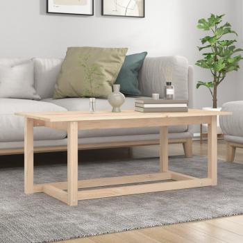Mesa de centro de madera maciza de pino 110x55x45 cm en color natural, blanco y gris, ideal para salón o comedor, también conocida como mesita auxiliar o mesa de café