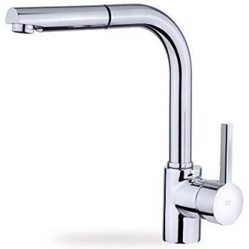 Teka - Grifo ARK938, Maneral metálico extraíble con función chorro aireado, caño giratorio, cromo