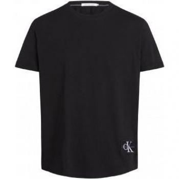 Camiseta de algodón para hombre Calvin Klein Jeans con insignia negra, manga corta, color negro, talla S