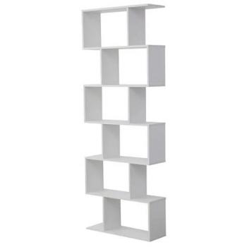 Librería Moderna Virginia Blanca de 6 Estantes para Salón, Dormitorio u Oficina