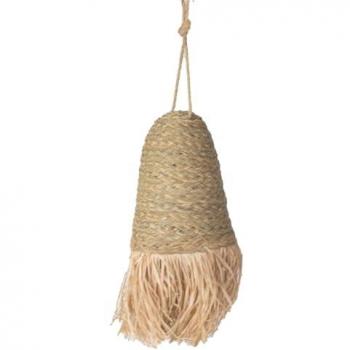 Lámpara de pared decorativa para jardín marrón con pantalla de fibras naturales - 40x26x26 cm