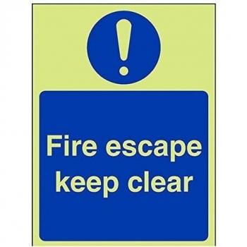 vsafety 18038 An-g señal obligatoria,Fire Escape Keep Clear, plástico, vertical, 150 mm x 200 mm), color azul