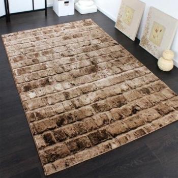 Lujosa Alfombra De Diseño Con Óptica De Tapiz De Piedra En Marrón Beige Moteado , Grösse:120x170 cm