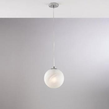 Lámpara de Suspensión Moderna Olaf Cromo 1 Luz E27 con Esfera de Vidrio Soplado D.20