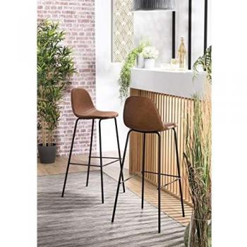 Lote de 2 taburetes de bar John marrón con altura de asiento de 80 cm - Macabane Augustin