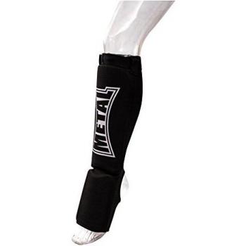 Espinillera + pie de algodón elástico Metal Boxe Mb153 Shin Guards Negro XS