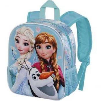 Mochila de guardería 3D pequeña Frozen 2 Happiness, dimensiones 11x26x31 cm, color turquesa, capacidad de 8.5 litros