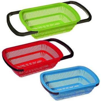 Gran plástico Rectangular Extensible colador, Multicolour, Pack de 12