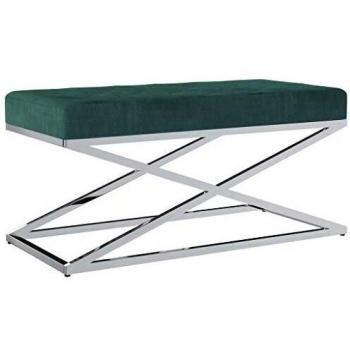 vidaXL Banco de Acero Inoxidable y Terciopelo Verde 97cm Mobiliario Recibidor Almacenamiento Organizador Tapizado Terciopelo Diseño Moderno Elegante