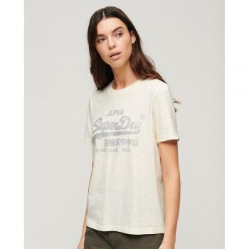 Camiseta Superdry Logotipo Metalizado beige