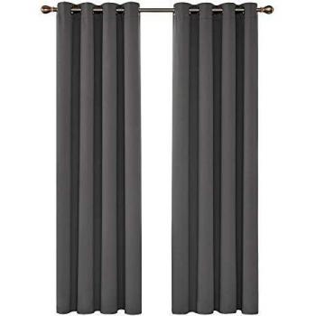 Deconovo Cortinas Salon Opacas Dormitorio Moderno Blackout Suave para Ventanas de Habitación con Ojales 2 Paneles 140 x 280 cm Gris Claro