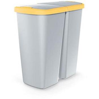 Papelera KEDEN con 2 tapas independientes de 45L gris